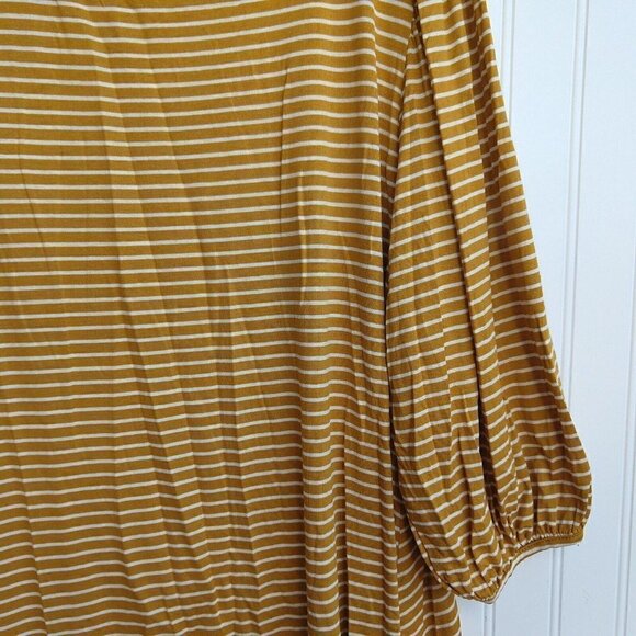 Paisley Raye "Violet" Yellow Stripe Print Top Plus Size 1X NWT USA 3/4 Sleeve - Picture 5 of 12